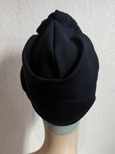 Load image into Gallery viewer, 50% OFF SALE ITEM: Black Scuba Style Jersey (Full Coverage) 1940s Style Pre-tied Turban with Small Knot