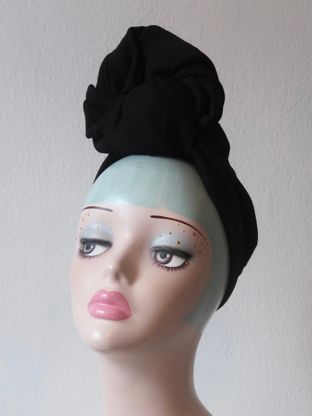 Vintage alternative style black turban 