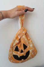 Load image into Gallery viewer, Handmade orange retro Upcycled 1970s Halloween pumpkin bag 