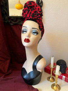 Red leopard print gothabilly rockabilly turban