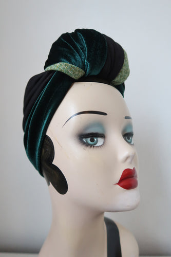 Vintage velvet green turban 