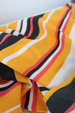 Load image into Gallery viewer, Striped mustard yellow vintage headscarf bandana 