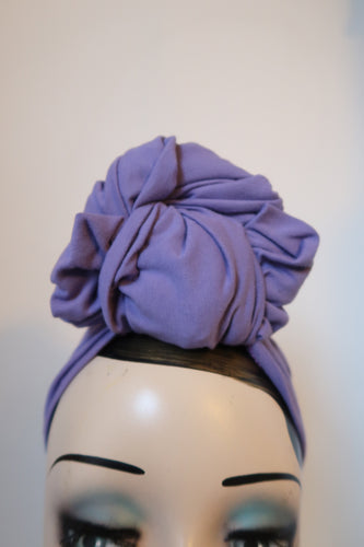 Lilac stretchy jersey turban for women