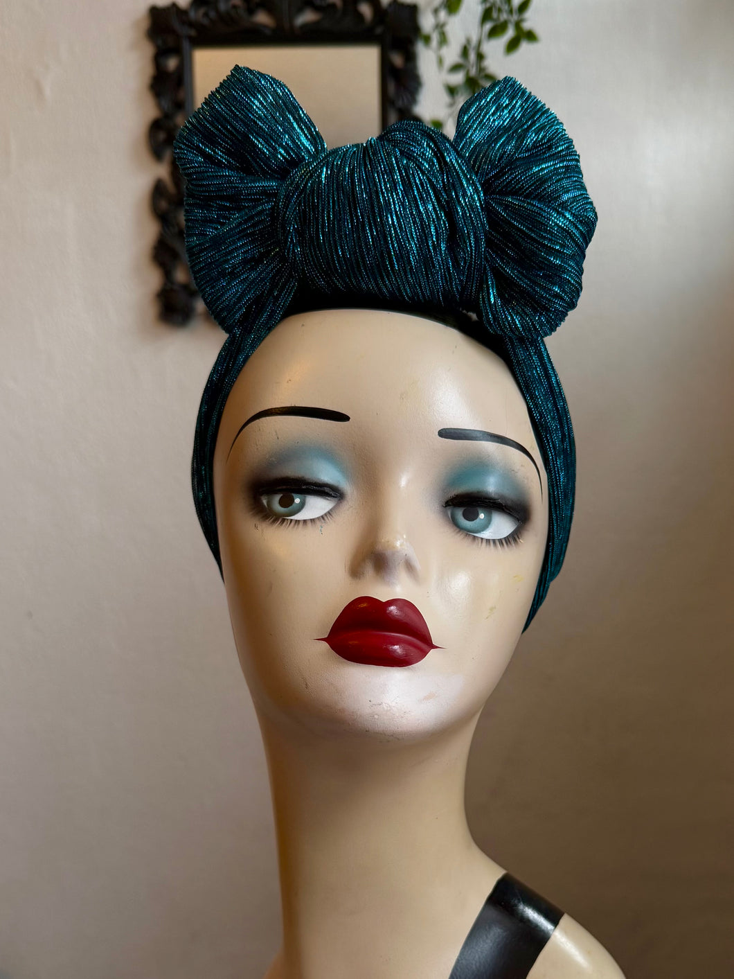 Metallic blue sparkle festive Christmas headband 