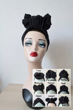 Load image into Gallery viewer, Black vintage 1940s turban for women