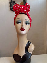 Load image into Gallery viewer, 1940s Vintage Style Pre-tied Headband in Red Polka Dot