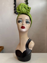 Load image into Gallery viewer, Bright lime green vintage headband headscarf  