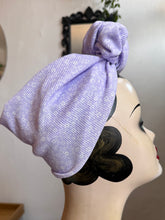 Load image into Gallery viewer, 50% OFF SALE ITEM: SMALL KNOT Vintage Style Pre-tied Headband in Lilac Ribbed Floral