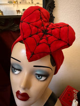 Load image into Gallery viewer, Red velvet vampire beaded spiderweb heart headband  