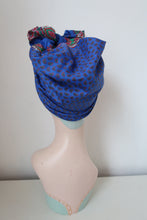 Load image into Gallery viewer, Royal blue vintage headscarf