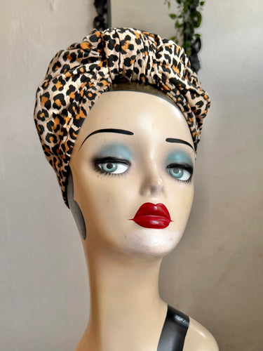 Leopard print 1940s vintage pin-up turban 