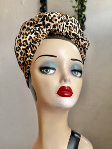 Leopard print 1940s vintage pin-up turban 