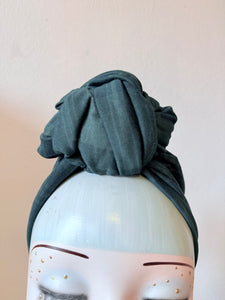 SALE ITEM: SMALL KNOT Green Plaid Vintage Style Turban (Full Coverage)