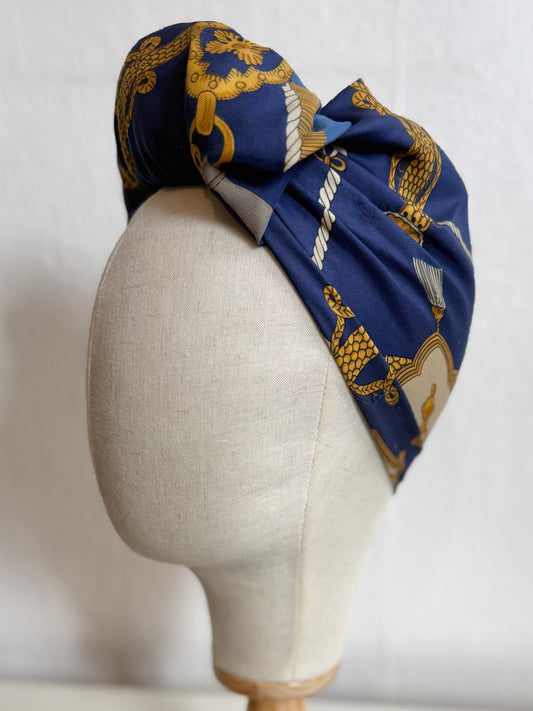 Blue/Gold Classic Print True Vintage Scarf