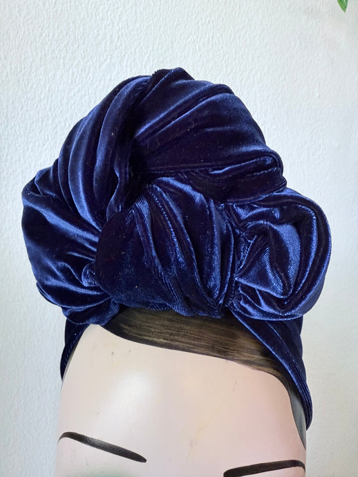 Blue velvet burlesque vintage glamorous turban 