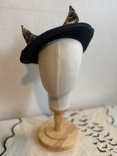Load image into Gallery viewer, black and leopard print devil horn beret hat