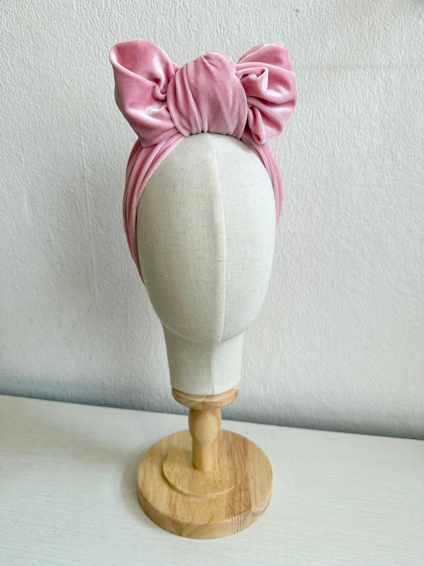 50% Off Sale Item: Light Pink Velvet Vintage Style Pre-tied Headband