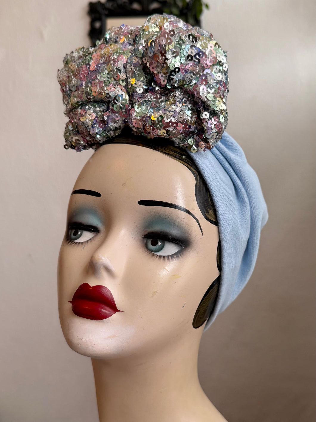 sequin festival headwear vintage turban headscarf
