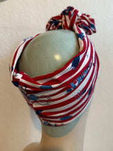 Load image into Gallery viewer, 50% OFF SMALL KNOT: Vintage Style Pre-tied Headband in Nautical Stripes