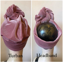 Load image into Gallery viewer, Pink velvet turban and headband 