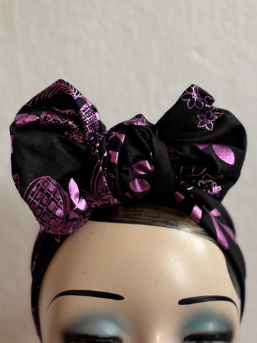 Metallic purple and black jersey, glamorous Gothic headband