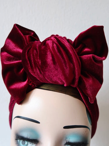 Red velvet gothic vintage turban 