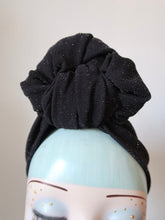 Load image into Gallery viewer, Gothic black sparkle Lurex handmade turban