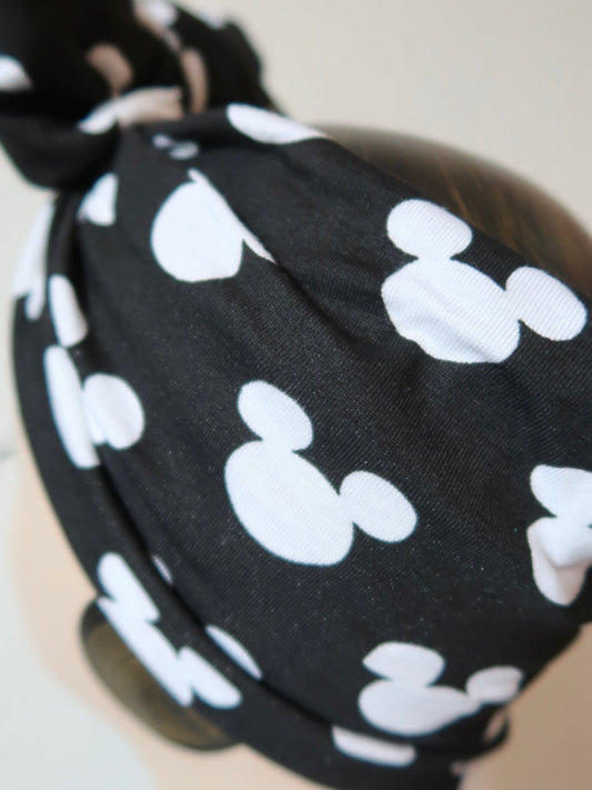 60% OFF SALE ITEM: Black & White Mouse Print Vintage Style Headband, Bow Knot