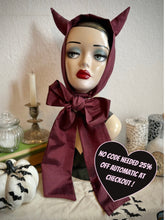Load image into Gallery viewer, Little Devil Vintage Headband in Dark Red Fabric