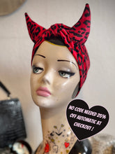 Load image into Gallery viewer, Devil Horns Headband in Red Leopard Print Velvet
