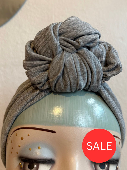 50% OFF SALE ITEM: Light Grey Vintage Style Pre-tied Headband with Slouchy Knot