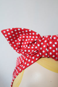 Red & White Polka Dot 1940s Landgirl Cotton Headband