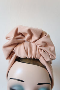 SALE ITEM: SCRUNCHIE KNOT in Blush (Full Coverage) 1940s Style Pre-tied Turban