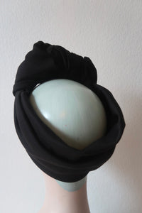 1940s Pre-knotted Stretchy Plain Black Headband