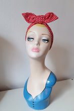 Load image into Gallery viewer, Red &amp; White Polka Dot 1940s Land girl headscarf