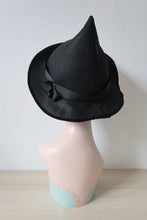 Load image into Gallery viewer, Vintage 1930s 1940s Handmade Gothic Black Witch Hat