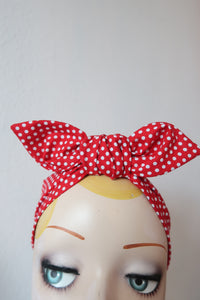 Red & White Polka Dot 1940s Landgirl Vintage Headband